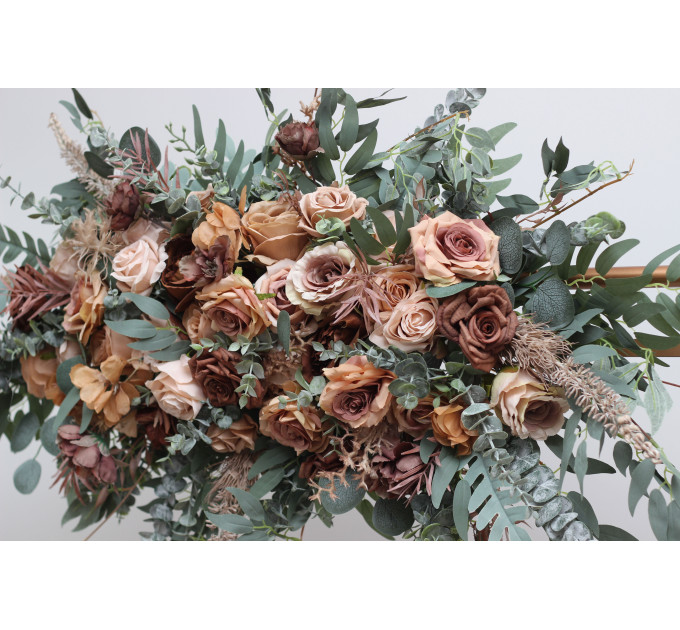 Beige, Brown & Eucalyptus Greenery Wedding Arch Arrangement | Faux Floral Archway for Wedding