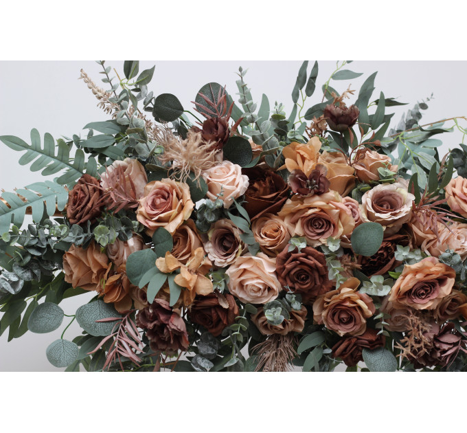 Beige, Brown & Eucalyptus Greenery Wedding Arch Arrangement | Faux Floral Archway for Wedding