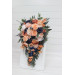 Peach & Navy Blue Cascading Bridal Bouquet – Elegant Faux Florals for Weddings