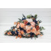 Peach & Navy Blue Cascading Bridal Bouquet – Elegant Faux Florals for Weddings