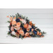 Peach & Navy Blue Cascading Bridal Bouquet – Elegant Faux Florals for Weddings