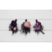 Wedding Boutonnieres and Wrist Corsage in Purple, Fuchsia, Pink & Black – Elegant Flower Accessories