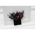 Black, Burgundy & Gold Pocket Boutonniere – Luxe Faux Square Floral Accessory