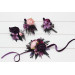 Wedding Boutonnieres and Wrist Corsage in Purple, Fuchsia, Pink & Black – Elegant Flower Accessories