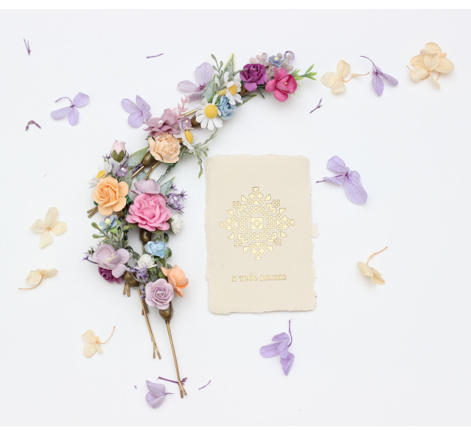 Set of 7 Colorful Flower Hair Pins | Peach, Lilac, Pink, Dusty Blue Wildflowers | Bridesmaid Gift