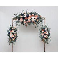  Flower arch arrangements in peach and navy blue colors.  Arbor flowers. Floral archway. Faux flowers for wedding arch. 5408