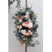 Peach & Navy Blue Flower Arch Arrangement – Real-Looking Blooms for Wedding Arbors