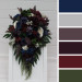 Purple, Ivory, Emerald, Burgundy & Navy Blue Cascading Bridal Bouquet in Dramatic Wedding Tones