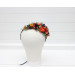 Burnt Orange, Rust & Navy Blue Flower Crown with Sunflowers – Faux Hair Wreath for Weddings and Flower Girls