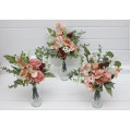 Mini Vase Bouquets in Dusty Rose, Olive, Beige & Brown – Simple Faux Wedding Table Flowers