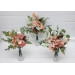 Mini Vase Bouquets in Dusty Rose, Olive, Beige & Brown – Simple Faux Wedding Table Flowers
