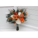 Wedding Bouquets in Burnt Orange, Ivory & Sage Green | Faux Bridal & Bridesmaid Bouquets