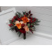 Burnt Orange, Red & Burgundy Cascading Bouquets – Faux Wedding Florals for Bride and Bridesmaids