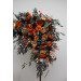 Flower Arch Arrangement in Teal, Rust, Burgundy & Gold | Faux Floral Archway for Wedding