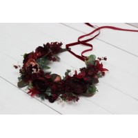 Burgundy dusty rose peach flower crown. Hair wreath. Flower girl crown. Wedding flowers. 0501