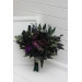 Cascading Bridal & Bridesmaid Bouquets – Gothic Faux Flowers in Deep Purple, Black & Dark Green