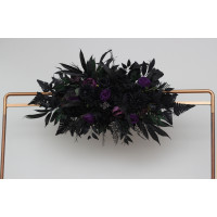 Deep purple and black floral arch for gothic wedding. 5411
