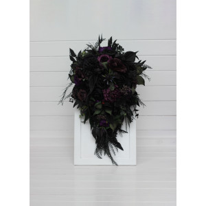 Moody Cascading Bouquets – Deep Purple, Black & Dark Green. 5411