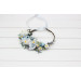 White & Sky Blue Flower Crown with Daisies – Delicate Faux Hair Wreath for Weddings and Flower Girls