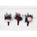 Burgundy, Navy Blue, Gold & Pink Wedding Boutonnieres and Wrist Corsages – Faux Floral Accessories
