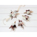 Beige, White & Brown Wedding Boutonnieres and Wrist Corsages – Neutral Faux Flower Accessories