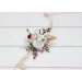 Beige, White & Brown Wedding Boutonnieres and Wrist Corsages – Neutral Faux Flower Accessories