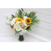 Sunflower Bridal & Bridesmaid Bouquets – White & Yellow Faux Blooms for Rustic Weddings