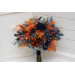 Wedding Bouquets in Navy Blue & Rust | Cascading Faux Bridal & Bridesmaid Bouquets