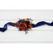 Navy Blue & Rust Wedding Boutonnieres and Wrist Corsages – Faux Floral Accessories with Warm Elegance