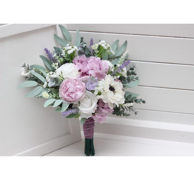 Wedding Bouquets in White, Lilac, Purple & Sage Green | Faux Bridal & Bridesmaid Bouquets