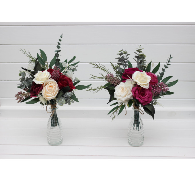 Simple Magenta & Ivory Mini Bouquets – DIY Faux Flowers for Wedding Table Decor