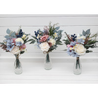 Simple wedding table flowers. Mini bouquets for vases in dusty mauve dusty blue ivory color scheme. DIY flowers for wedding decor. Table flowers. Centerpiece. 5303