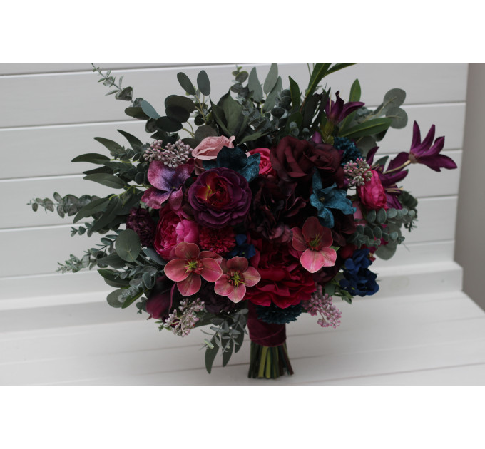 Jewel-Tone Wedding Bouquets in Emerald Green, Purple, Magenta & Teal | Faux Bridal & Bridesmaid Bouquets