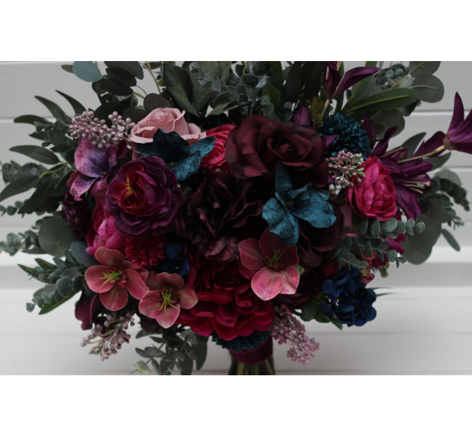 Jewel-Tone Wedding Bouquets in Emerald Green, Purple, Magenta & Teal | Faux Bridal & Bridesmaid Bouquets