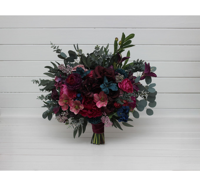 Jewel-Tone Wedding Bouquets in Emerald Green, Purple, Magenta & Teal | Faux Bridal & Bridesmaid Bouquets