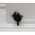 Wedding Boutonnieres & Wrist Corsage in Black & Purple | Faux Flower Accessories