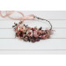 Beige, Mocha & Burgundy Flower Crown – Rustic Faux Floral Wreath for Flower Girl or Bride