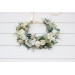 Sage Green & Ivory Flower Crown – Romantic Faux Floral Wreath for Flower Girl or Bride