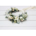 Sage Green & Ivory Flower Crown – Romantic Faux Floral Wreath for Flower Girl or Bride