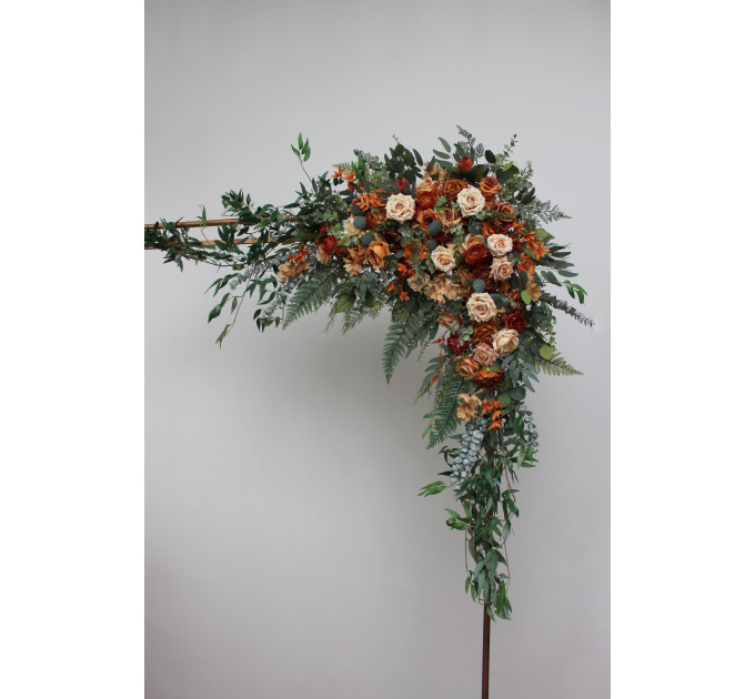 Flower Arch Arrangement in Rust, Orange & Gold | Faux Floral Archway for Wedding