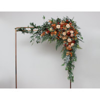  Flower arch arrangement in rust orange gold colors.  Arbor flowers. Floral archway. Faux flowers for wedding arch. 5213