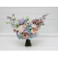 Pastel Bridal Bouquet – Faux Wedding Flowers in Turquoise, Lilac, Blush Pink & White