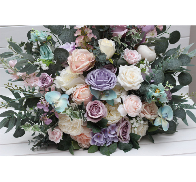 Pastel Standing Wedding Flowers – Turquoise, Lilac, Blush Pink & White Aisle Décor