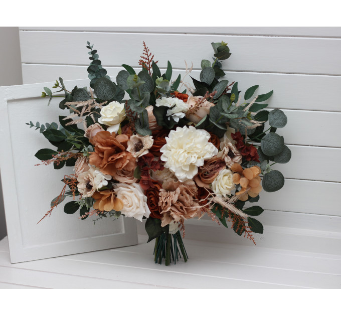 Rust, Terracotta & Bridal Bouquet Set – Faux Wedding Flowers for Rustic & Boho Brides