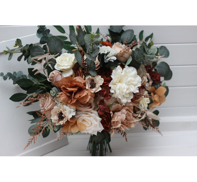 Rust, Terracotta & Bridal Bouquet Set – Faux Wedding Flowers for Rustic & Boho Brides