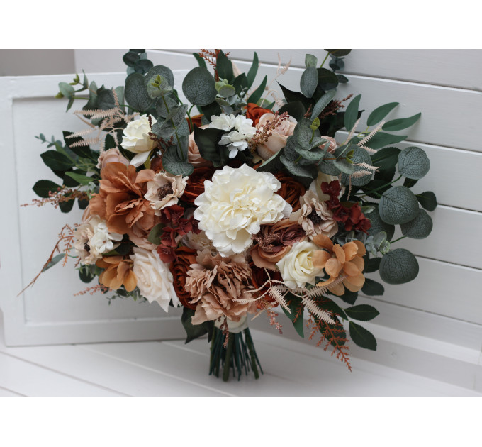 Rust, Terracotta & Bridal Bouquet Set – Faux Wedding Flowers for Rustic & Boho Brides