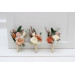 Rust, Terracotta & Ivory Wedding Accessory Set – Faux Boutonnières & Wrist Corsages