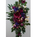 Jewel-Tone Floral Arch Arrangement – Faux Arbor Flowers in Purple, Magenta & Gold