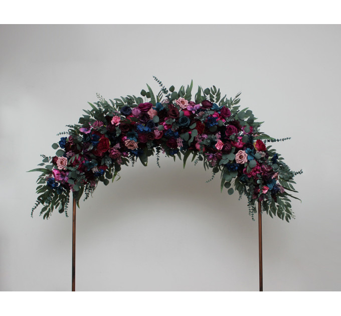 Jewel-Tone Wedding Arch Flowers – Emerald, Purple, Magenta, Teal & Navy Faux Florals