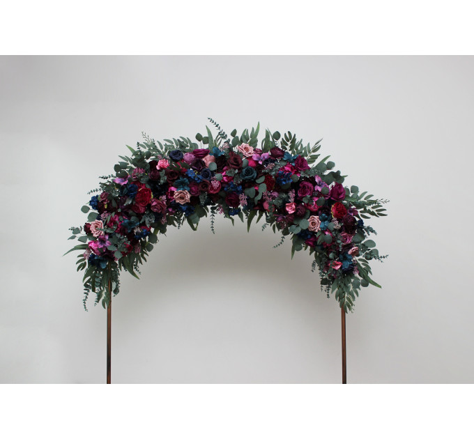 Jewel-Tone Wedding Arch Flowers – Emerald, Purple, Magenta, Teal & Navy Faux Florals